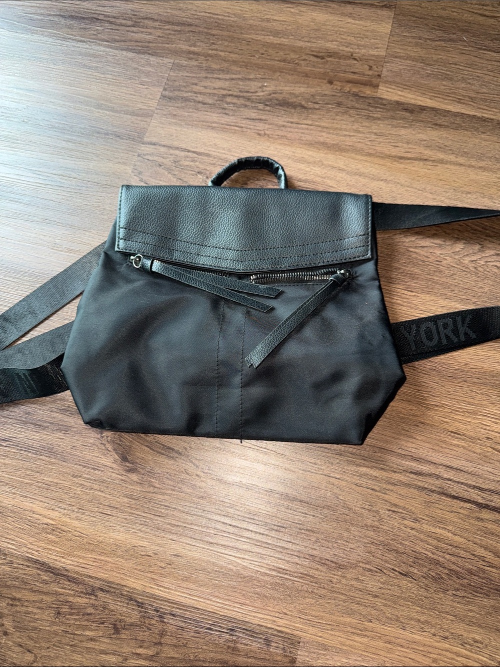 Botkier Black Nylon Backpack with Leather Trim